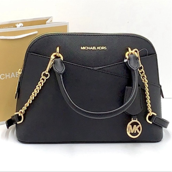 Michael Kors Jet Set Travel Medium Saffiano Leather Dome Satchel Black - Picture 6 of 16